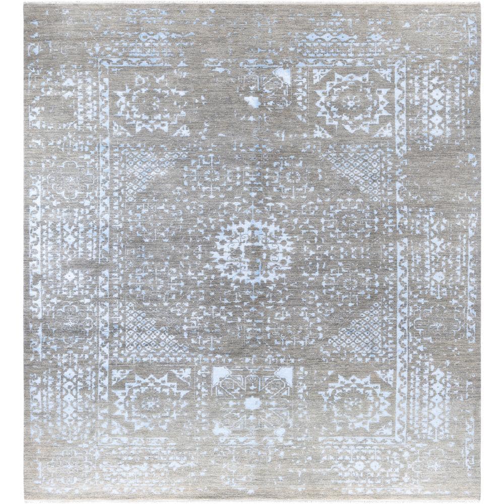 Ikat Gray 9 X 12 Hand-Knotted Wool Silk Indoor Area Rug price history on PriceWatchPro