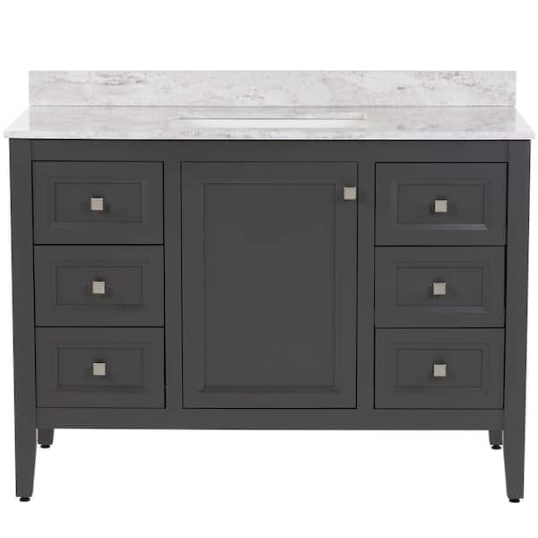 MOEN Darcy 49 in. W x 22 in. D x 39 in. H Single Sink  Bath Vanity in Shale Gray with Winter Mist Cultured Marble Top