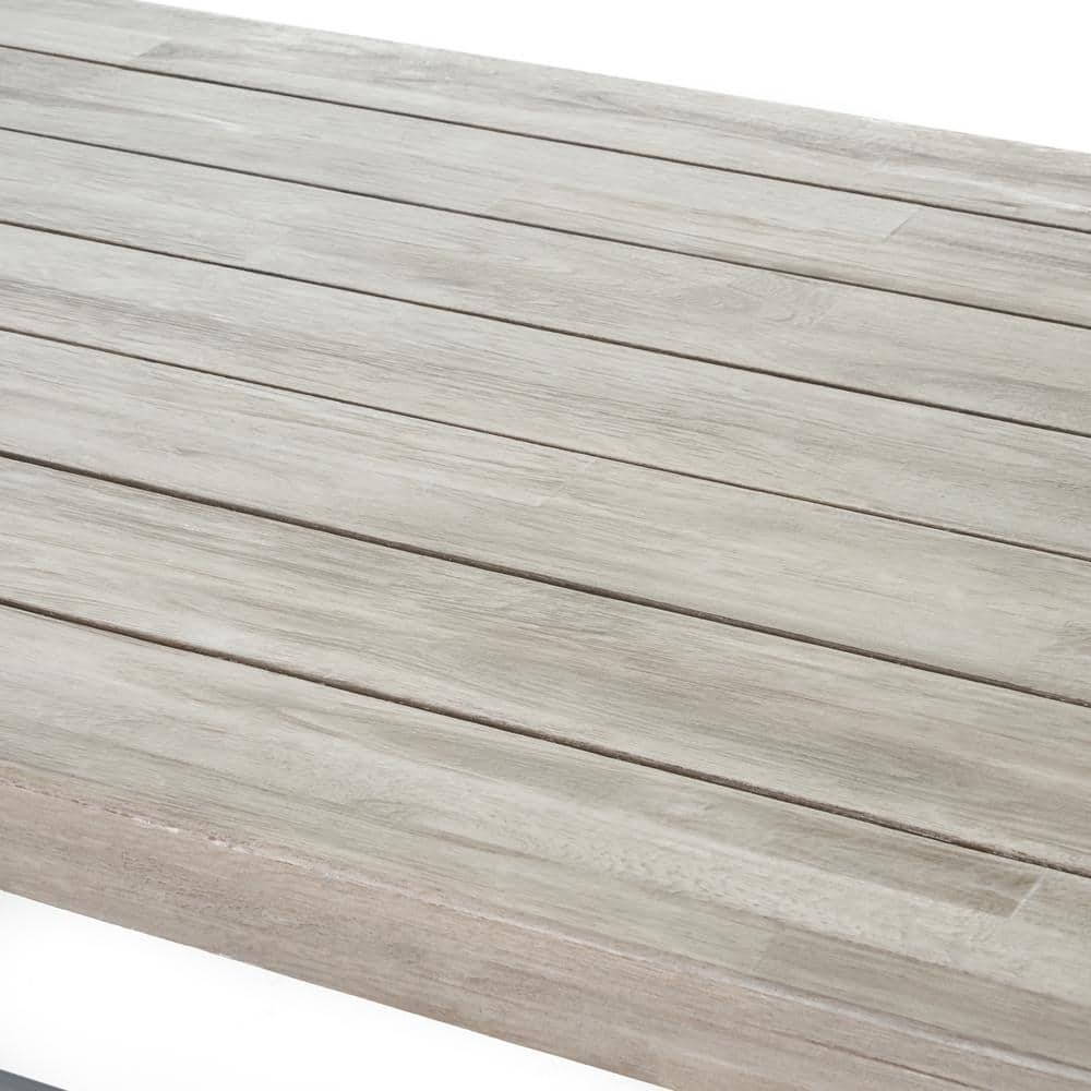Light Gray Acacia Wood and Wicker 6-Piece Outdoor Dining Set