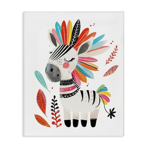 Stupell Industries Rainbow Blooms Zebra by LSR Design Studio Unframed Animal Graphic Art Print 20 in. x 16 in.