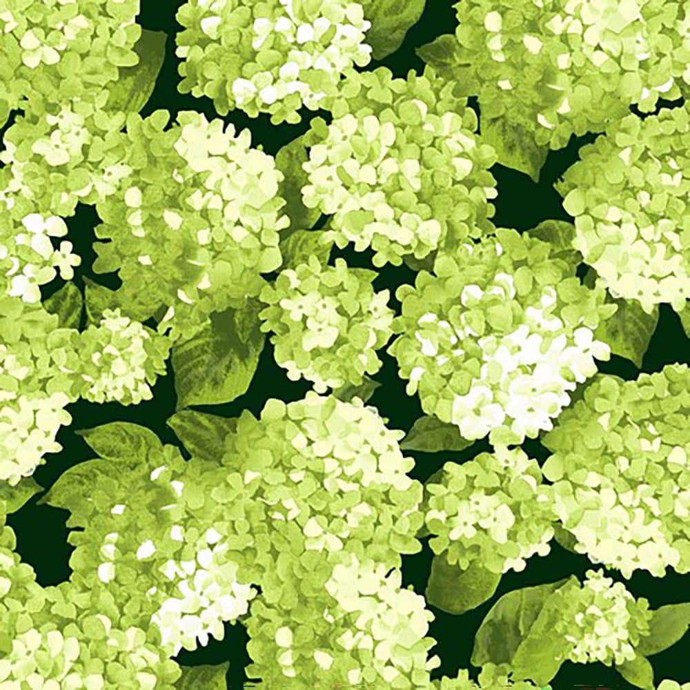 Hydrangea Forest Green Floral Outdoor Bench Cushion with Ties