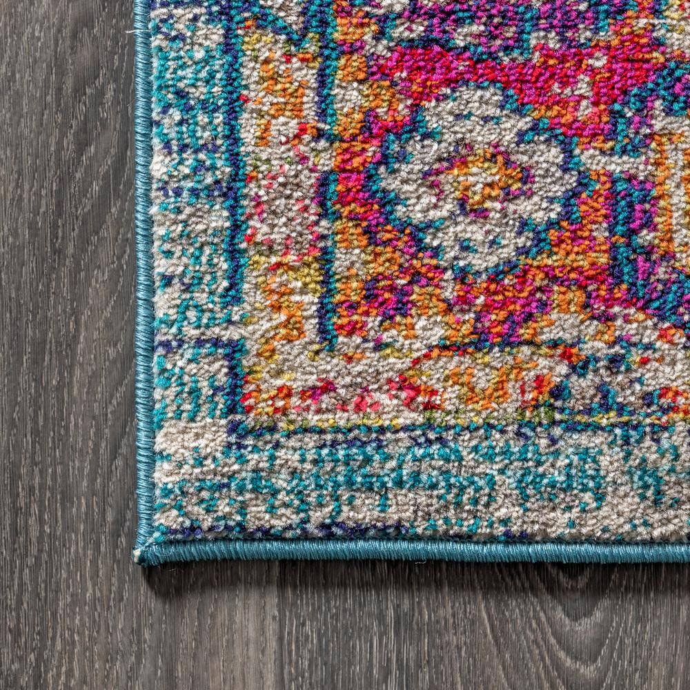 Bohemian Flair Blue and Red Medallion Synthetic 8' x 10' Area Rug