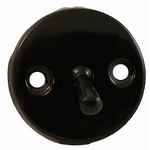 2-Hole Bathtub Waste and Overflow Faceplate with Trip Lever Less Screws in Black