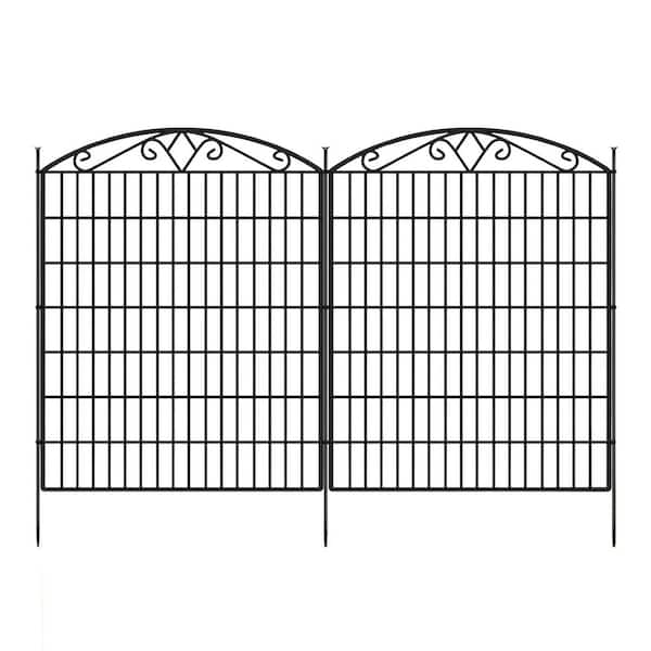 33 in. Tall Metal Garden Fence Panels No Dig Dog Fence Outdoor Animal Barrier Rustproof Decorative Screen 10 Pack
