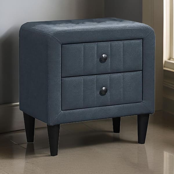Benjara Rheo Navy Blue 2-Drawer 20.5 in. W Nightstand