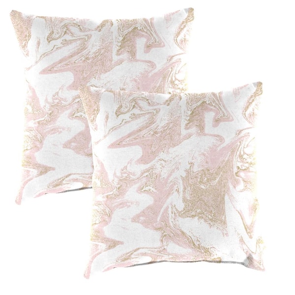 Jordan Manufacturing 16 in. L x 16 in. W x 4 in. T Square Outdoor Throw Pillow in Marble Peyote (2-Pack)