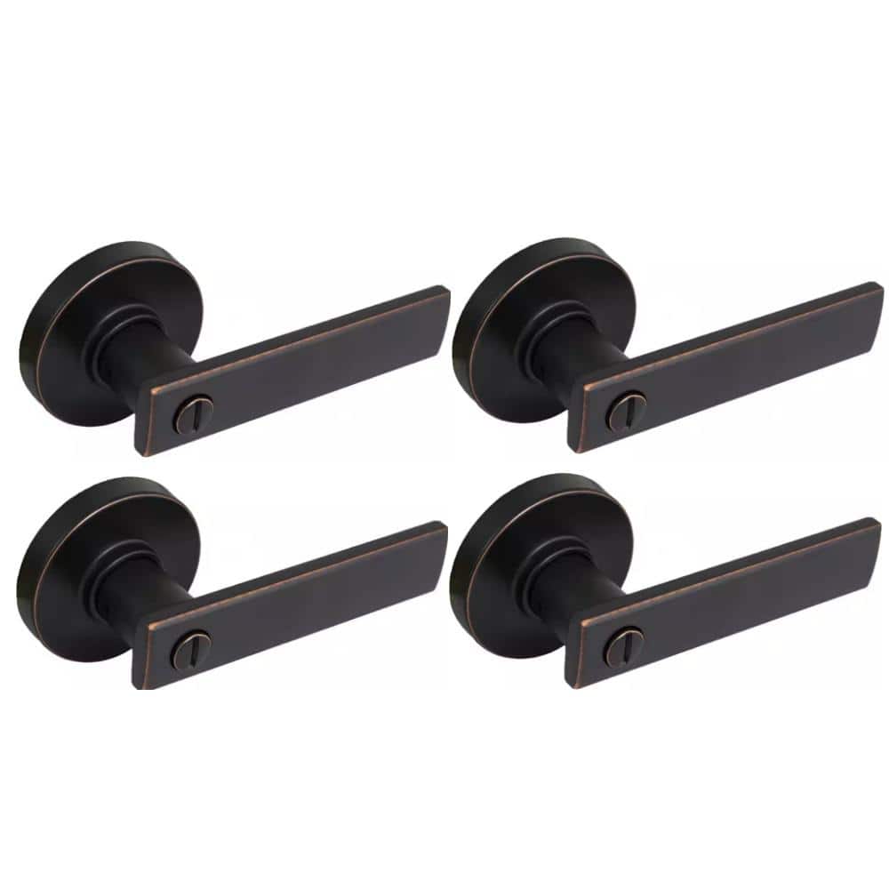 Westwood Aged Bronze Bed/Bath Door Lever with Round Rose (4-Pack)