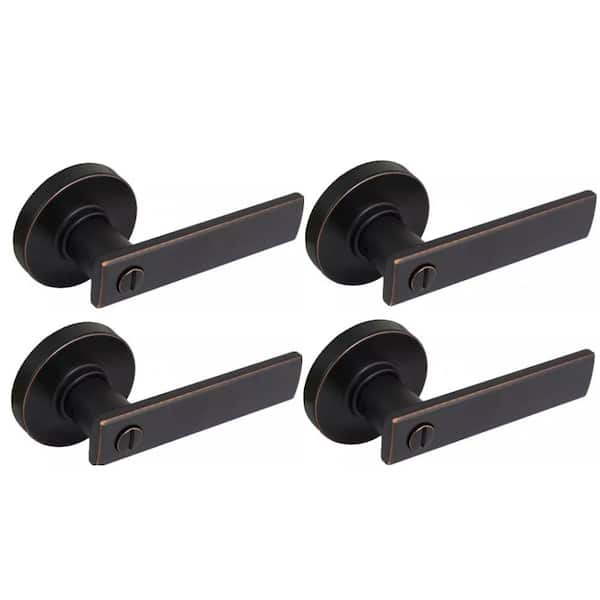 Defiant Westwood Aged Bronze Bed/Bath Door Lever with Round Rose (4-Pack)