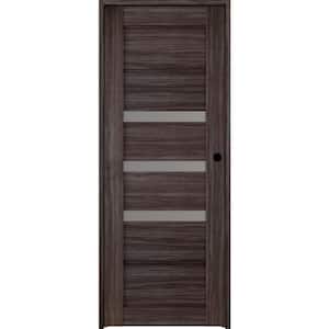 30 in. x 80 in. Left-Hand 3-Lite Frosted Glass Solid Core Rita Gray Oak Wood Composite Single Prehung Interior Door