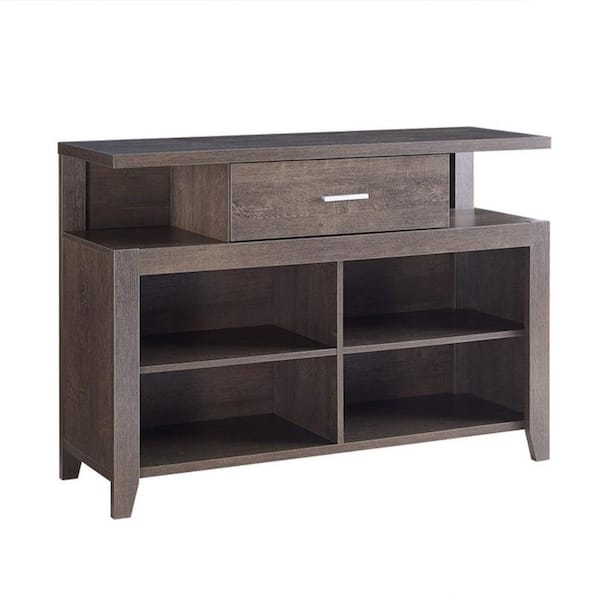 Benjara 47.24 in. Brown Wood TV Stand Fits TVs up to 42 in. with 2 Shelves and 1 Drawer