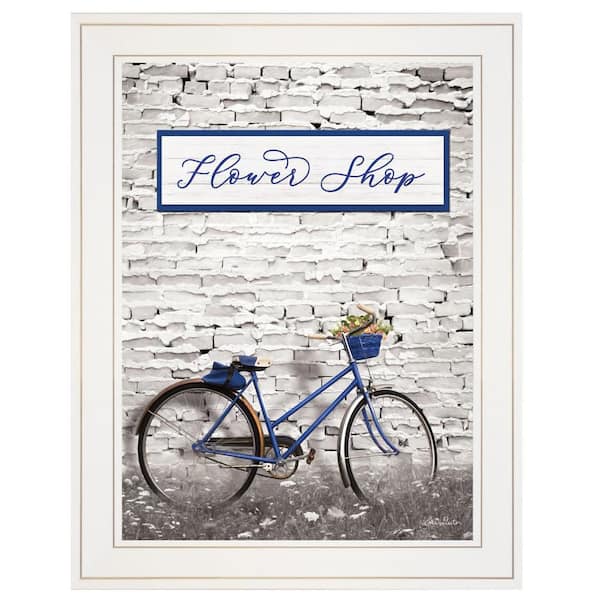 HomeRoots Charlie Flower Shop Bicycle 1-Piece Framed Wall Art 19 in. x 15 in.