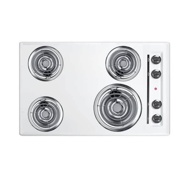Summit Appliance 30 in. Coil Electric Cooktop in White with 4 Elements