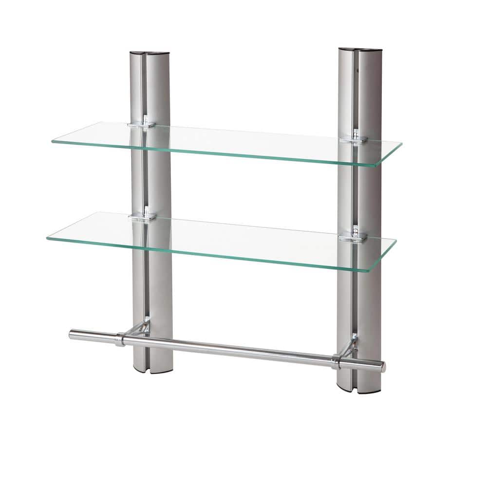 BESy Heavy Duty Lavatory Glass Bathroom Shelf, 2 Tier Tempered Glass Shower  Shelves with Towel Bar Wall Mounted, Shower Storage 15 by 5 inches, Matte