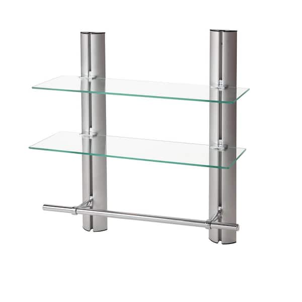 Organize It All Chrome 2-Tier Metal Wall Mount Bathroom Shelf (19-in x  20-in x 10-in)