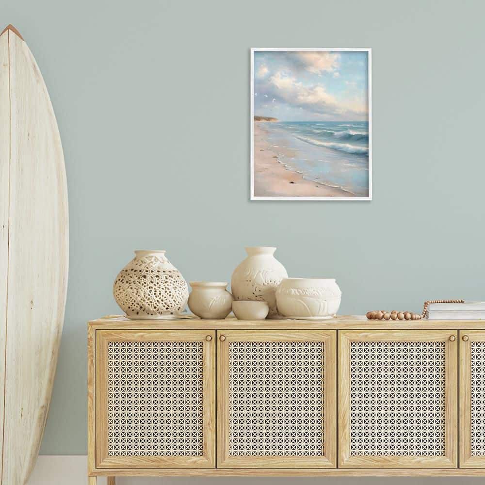 Where Seagulls Fly Beach View by Franklyn Gregory White Framed Nature Giclee Art Print 30 in. x 24 in. price history on PriceWatchPro
