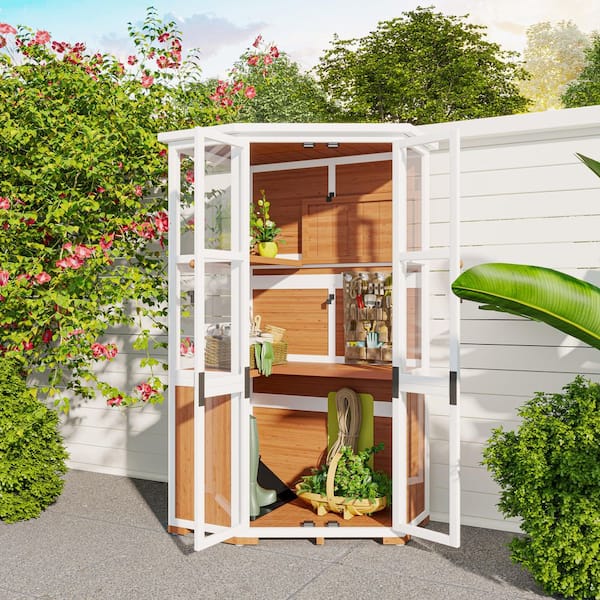 3 ft. W x 2 ft. D Yellow Wood Garden Tool Shed and Mini Greenhouse with Waterproof Roof 3.8 sq. ft.