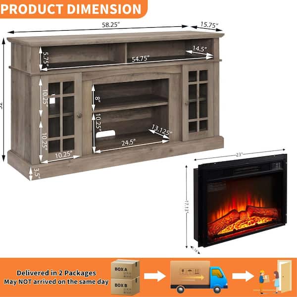 ToolCat 58 in. Freestanding Electric Fireplace TV Stant