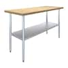 AMGOOD Maple Wood Top 24 in.. x 60 in.. Kitchen Prep Table with ...