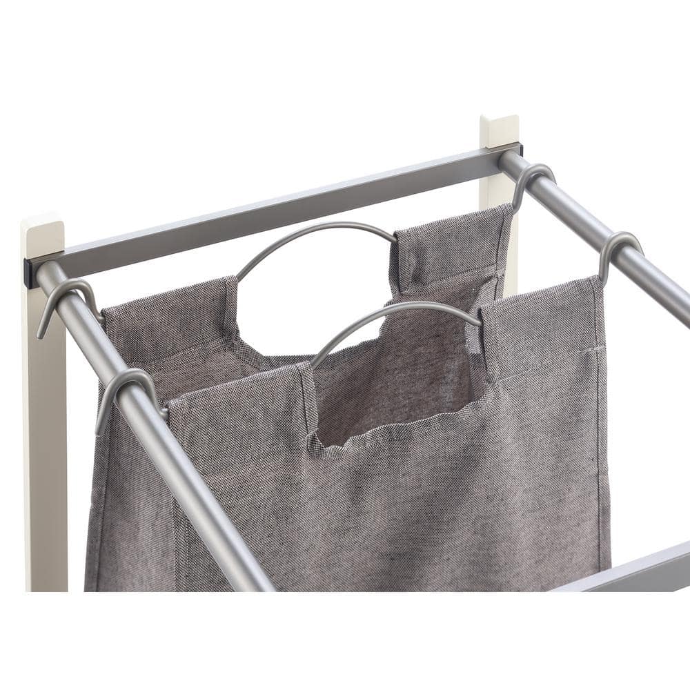 Gray Collapsible 2-Bag Laundry Cart with Wheels