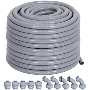 3/4 in. x 100 ft. Gray PVC Flexible Liquid Tight ENT (Electrical Nonmetallic) Conduit with 10-Pieces of Connector Kit