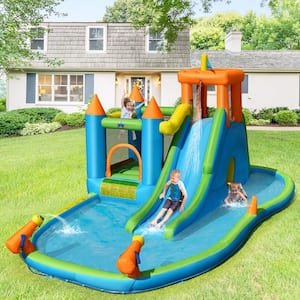 Fabric Inflatable Water Slide Kids Bounce House Splash Water Pool with Blower