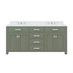 Madison 72 in. W x 21.5 in. D Vanity in Glacial Green with Marble Vanity Top in White with White Basin