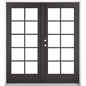 72 in. x 80 in. Black Right-Hand Inswing Fiberglass Full Lite LOE 10-Lite GBG Glass Hinged French Patio Door