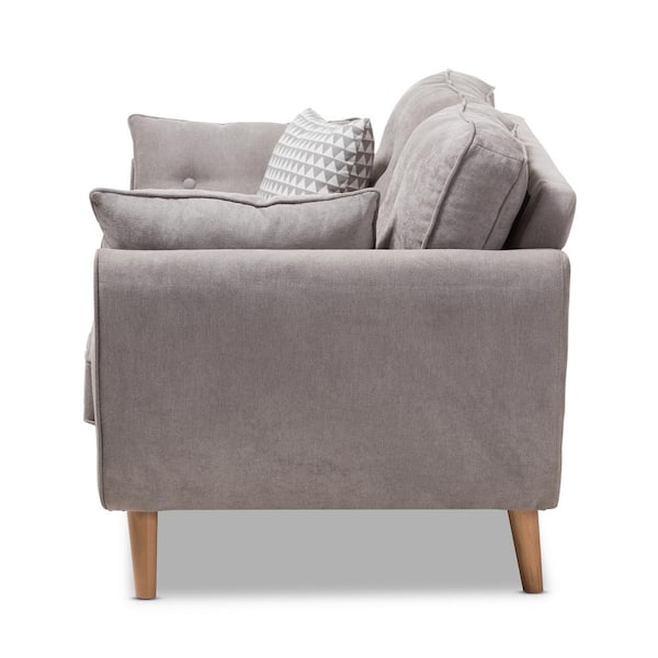 Baxton Studio Miranda 57.9 in. Light Gray Polyester 2 Seater