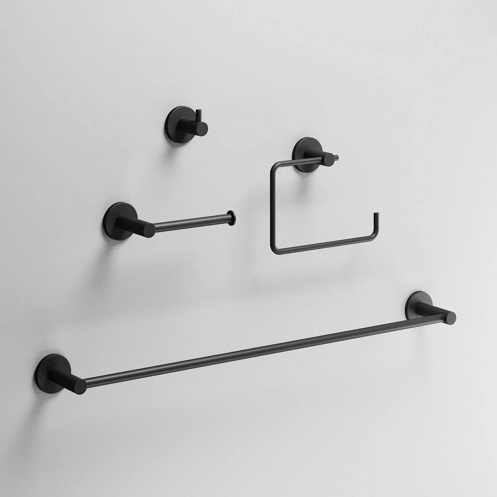 Cass 3-Piece Bath Hardware Set with 24 in. Towel Bar, Toilet Paper Holder, Hand Towel Holder in Matte Black price history on PriceWatchPro