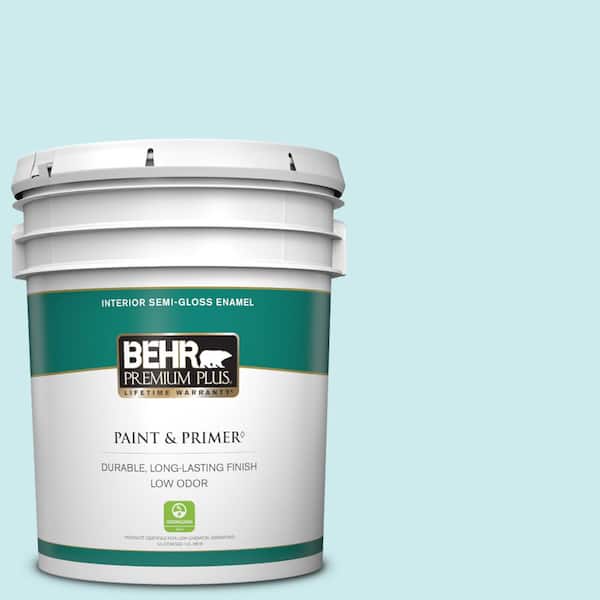 BEHR PREMIUM PLUS 5 gal. #520C-2 Fountain Spout Semi-Gloss Enamel Low Odor Interior Paint & Primer