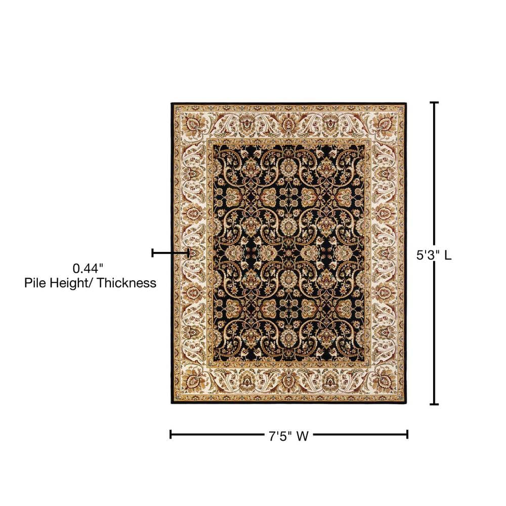Majestic Black and Gold Synthetic Tufted Rectangular Area Rug 5' x 7'