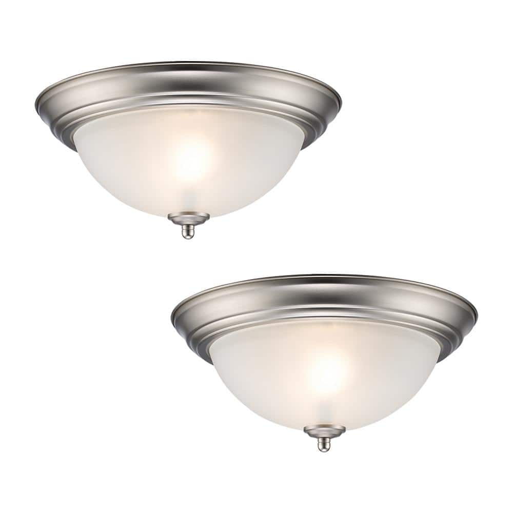 Prominence Home Viktoria 2 Light Brushed Nickel Mount sold Clear Glass Ceiling Light