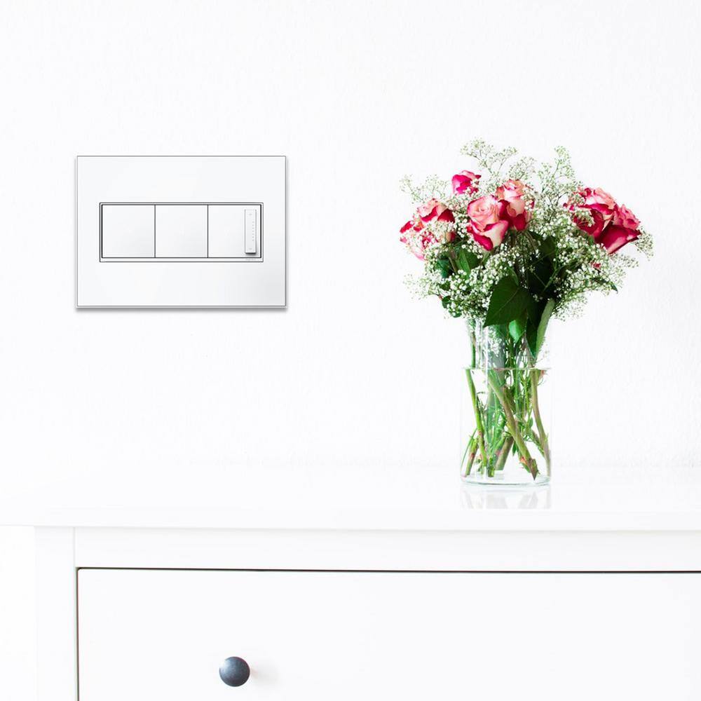 Legrand Adorne Mirror White 3-Gang Wall Plate with Satin Nickel Frame