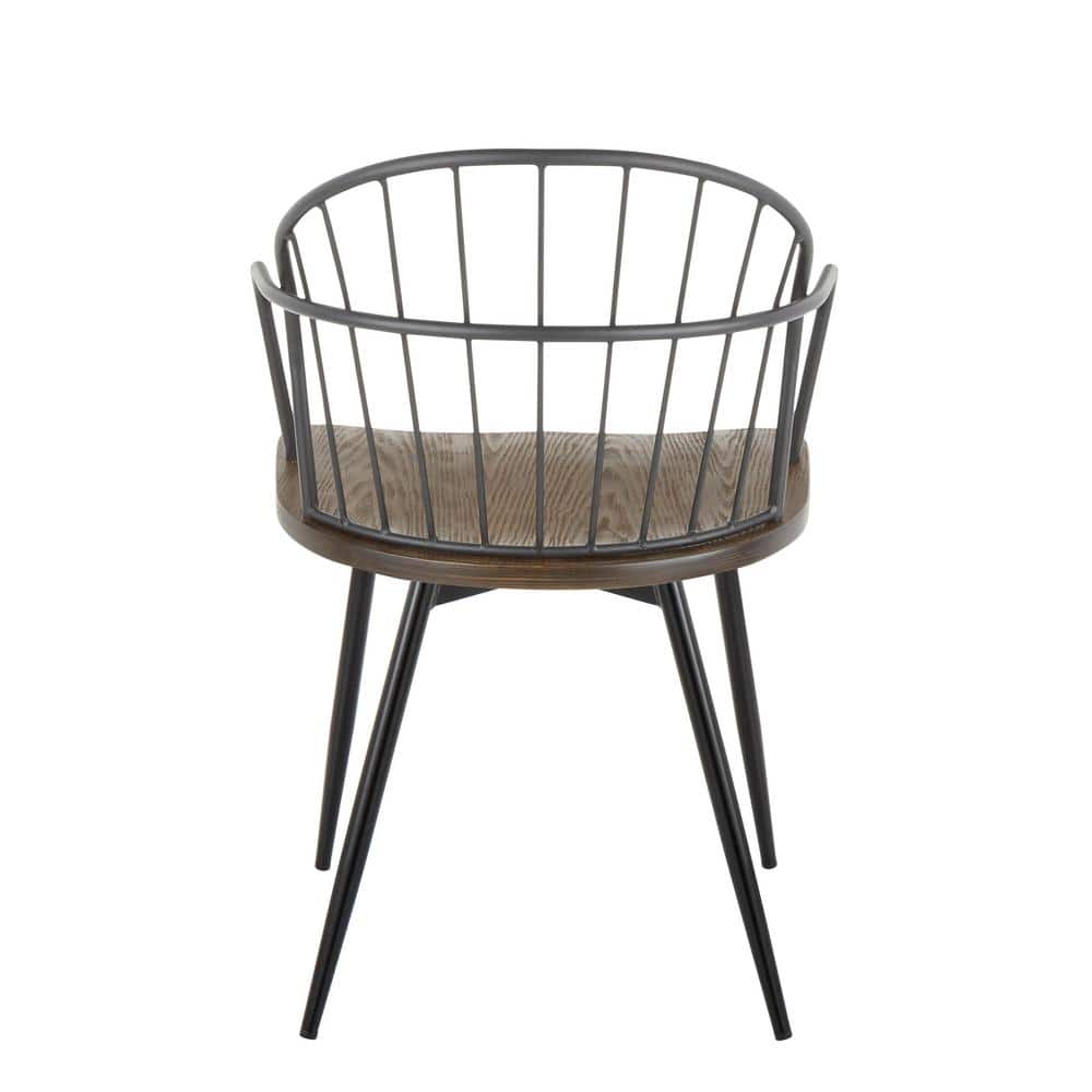 Riley Dark Brown Metal Spindle-Back Arm Chair Set