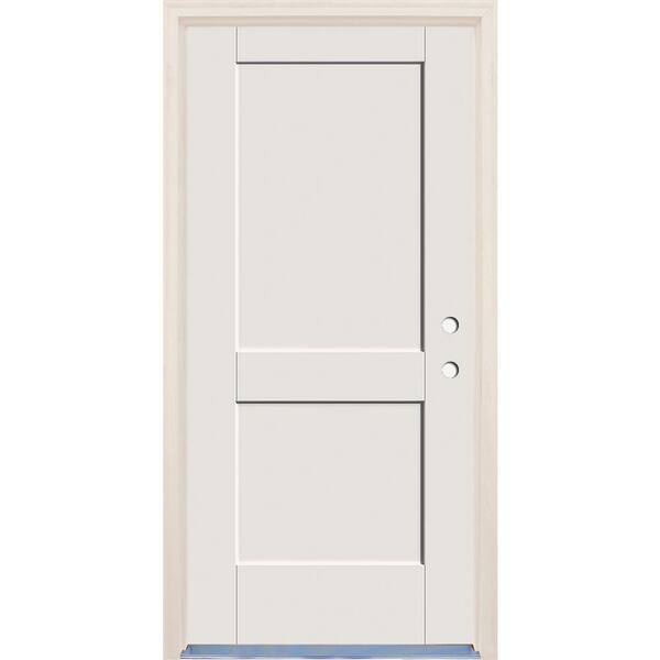 Builders Choice 32 in. x 80 in. 2-Panel Left-Hand Alpine Fiberglass Prehung Front Door w/4-9/16 in. Frame and Nickel Hinges
