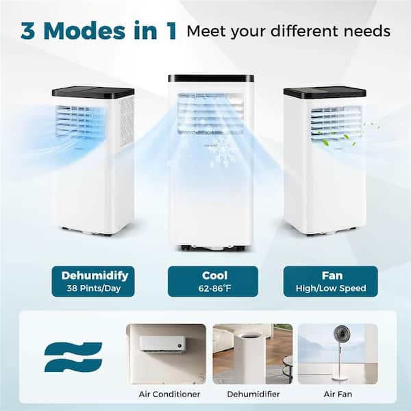 5000 BTU (DOE) Portable Air Conditioner with Fan and Dehumidifier Remote Control