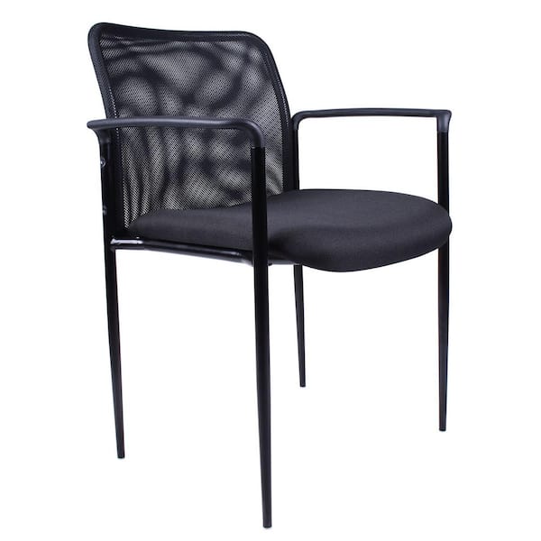 BOSS Office Products Black Mesh Guest Chair Steel Frame
