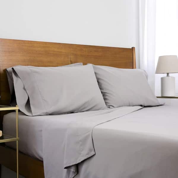 SOUTHSHORE FINE LINENS Deep Pocket 4-Piece Light Grey Microfiber Twin Sheet Set