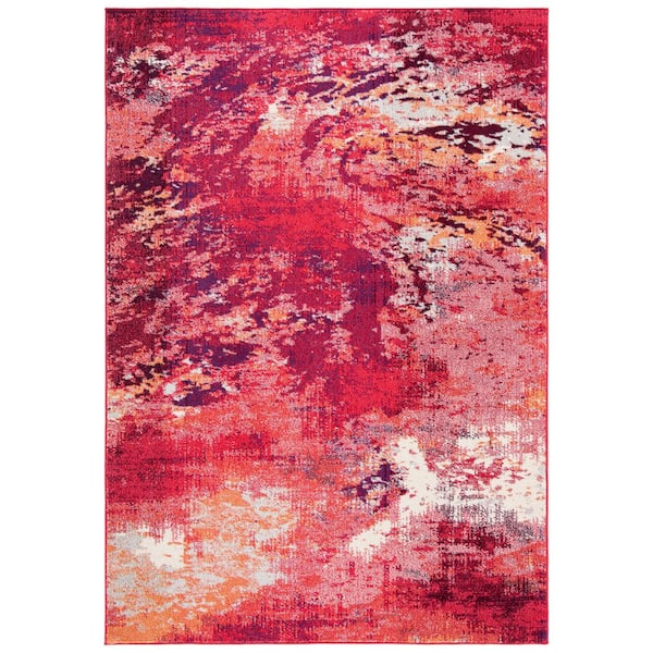 SAFAVIEH Madison Red/Ivory 8 ft. x 10 ft. Abstract Gradient Area Rug