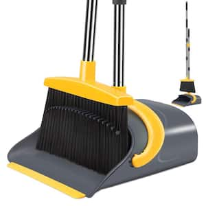 Broom and Dustpan Set for Home, Long Handle Dust Pan and Broom Combo for  Indoor Outdoor Heavy Duty Broom Dustpan Set for Kitchen Lobby Office Upright  Standing Dustpan with Cleaning Teeth