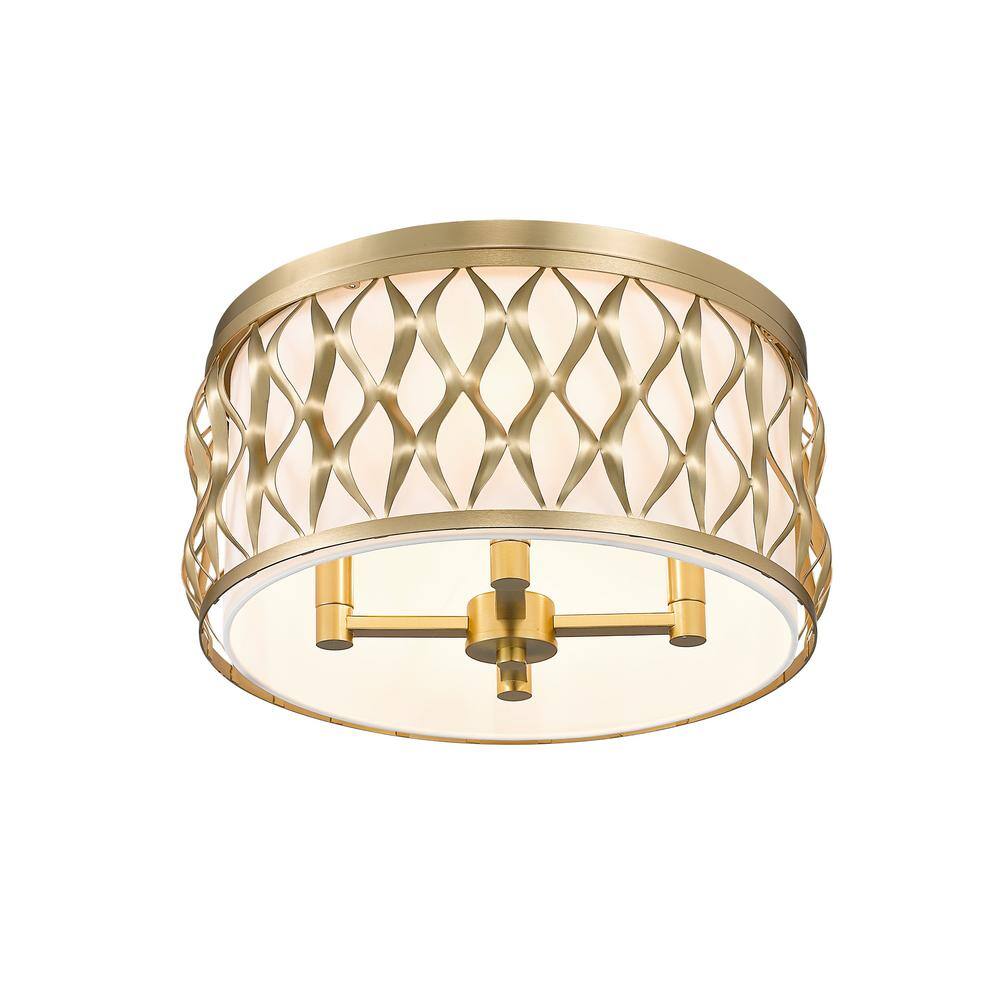 Modern Gold and Glass Drum Flush Mount Ceiling Light