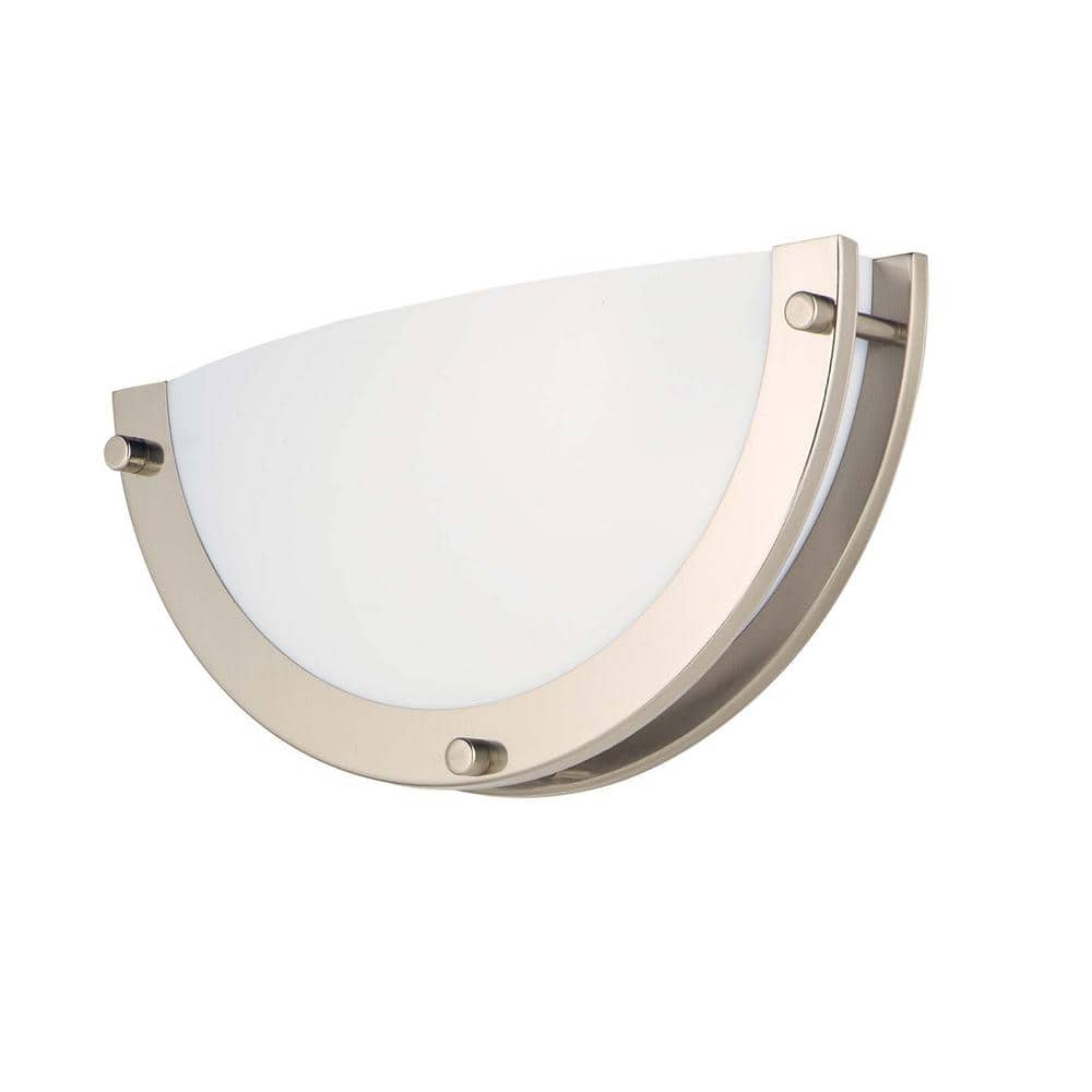 Satin Nickel LED Wall Sconce with White Glass Shade