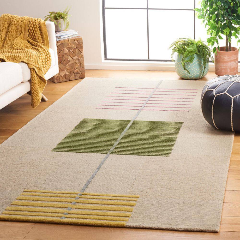 Genre 4 ft. x 6 ft. Beige/Green Geometric Area Rug price history on PriceWatchPro