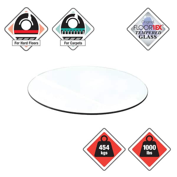 Glaciermat Crystal Clear 48 in. Diameter Glass Heavy Duty Rectangular Indoor Chair Mat for Hard Floor and Carpet