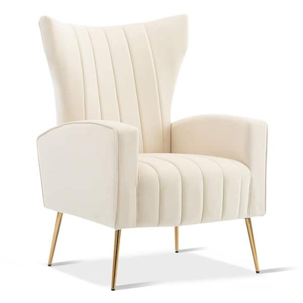 white accent chair gold legs