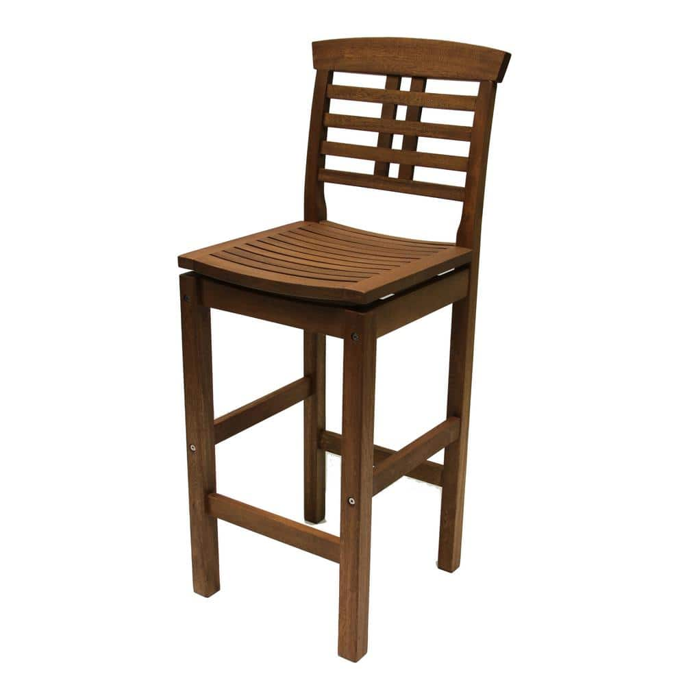 Outdoor Interiors Eucalyptus Outdoor Bar Stool with Backrest 10030