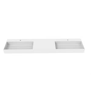 Juniper 84 in. Wall Mount Double-Basin Solid Surface Rectangle Non Vessel Sink Bathroom in Matte White