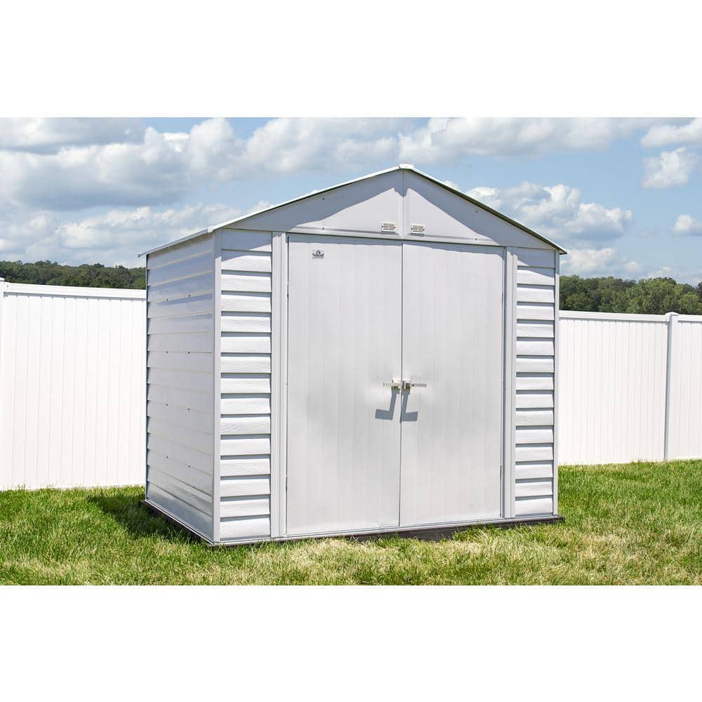 Flute Grey 8x6 Galvanized Steel Storage Shed with High Gable Roof