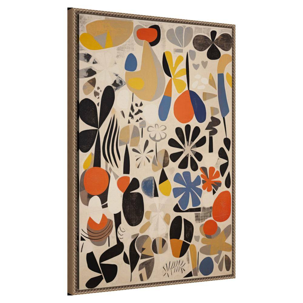 Botanical Selection Abstract Canvas Wall Art with Bronze Frame