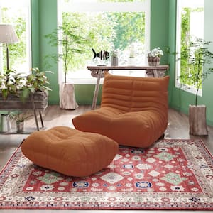 34.25 in. Brown Velvet 2-Seater Loveseat Modular Lazy Floor Sofa